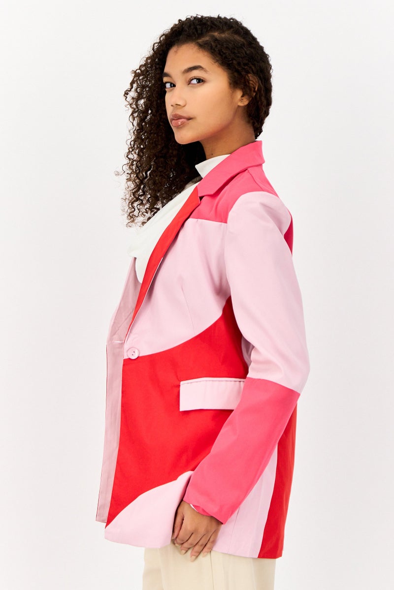 MISSY EMPIRE Women Regular Fit Color Block Semi Formal Blazer, Multicolor  - Image 2