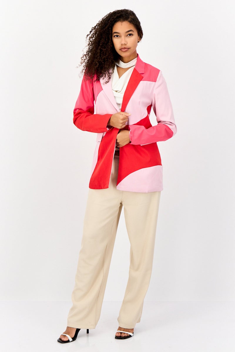 MISSY EMPIRE Women Regular Fit Color Block Semi Formal Blazer, Multicolor  - Image 3