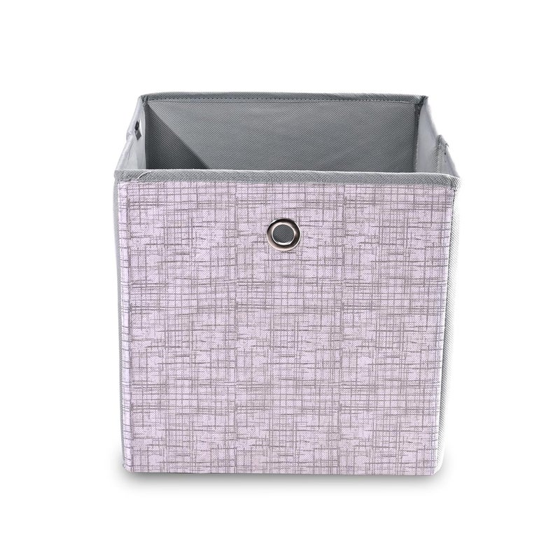 Kuber Industries Storage Box | Foldable Square Storage Box with Ring | Jute Printed | Cloth Organiser for Wardrobe | Non-Woven | Cupboard Organizer | Ideal for Toys, Books, Shoes | Grey - Image 2