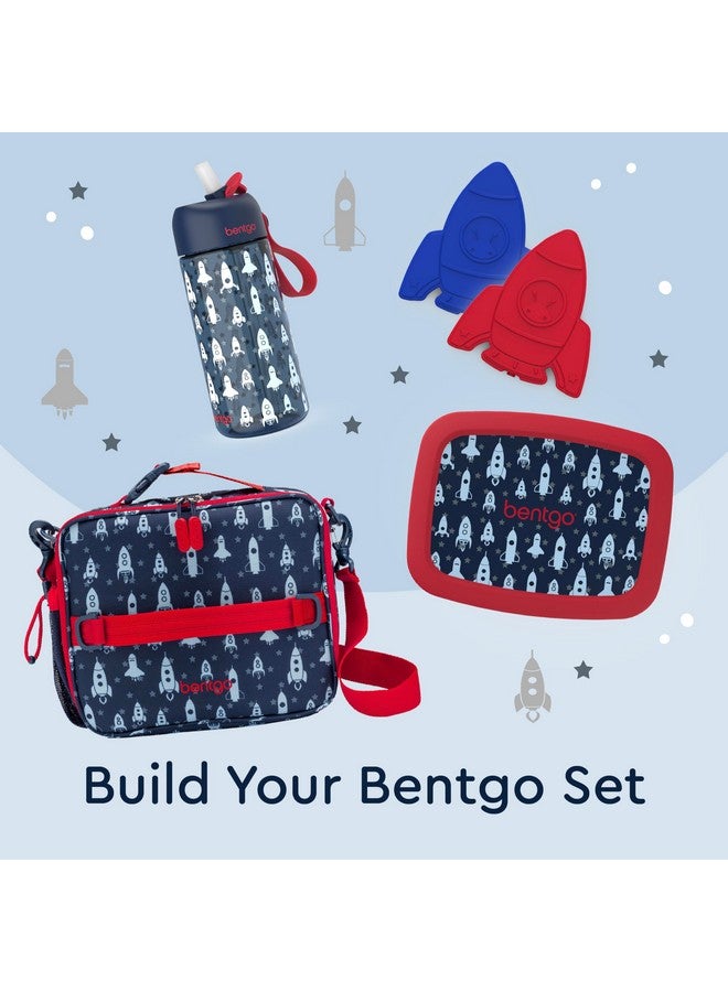 بنتجو حقيبة غداء Bentgo للأطفال - حقيبة غداء متينة مزدوجة العزل للأطفال من سن 3 سنوات فما فوق؛ تتسع لعلبة الغداء وزجاجة الماء والوجبات الخفيفة؛ قماش مقاوم للماء سهل التنظيف وجيوب متعددة بسحاب (صاروخ) - Image 4