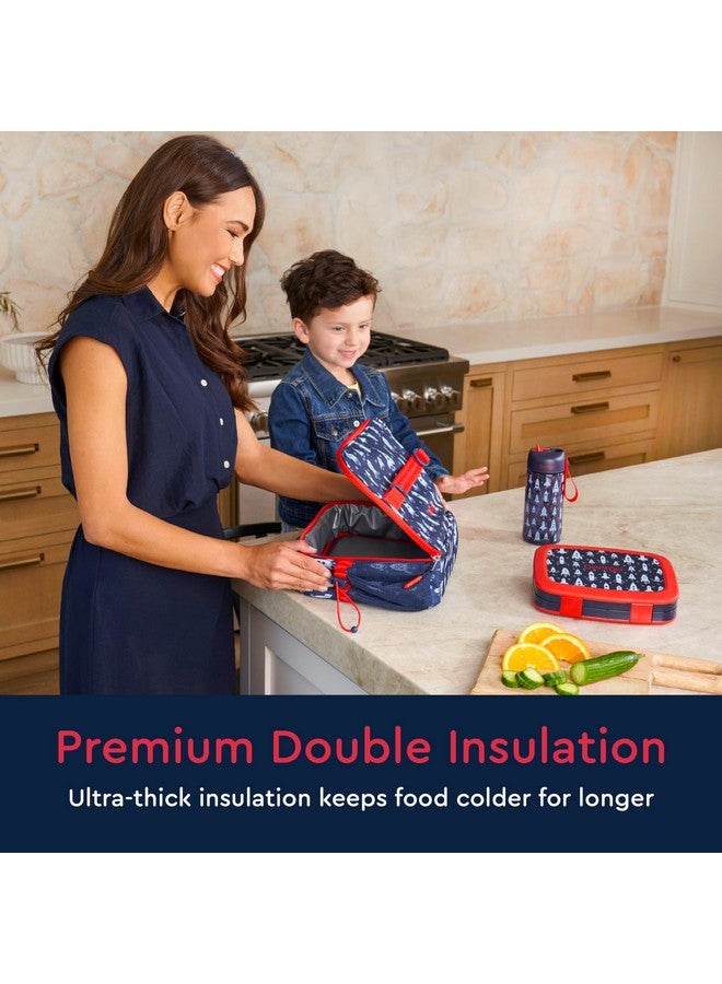 بنتجو حقيبة غداء Bentgo للأطفال - حقيبة غداء متينة مزدوجة العزل للأطفال من سن 3 سنوات فما فوق؛ تتسع لعلبة الغداء وزجاجة الماء والوجبات الخفيفة؛ قماش مقاوم للماء سهل التنظيف وجيوب متعددة بسحاب (صاروخ) - Image 1