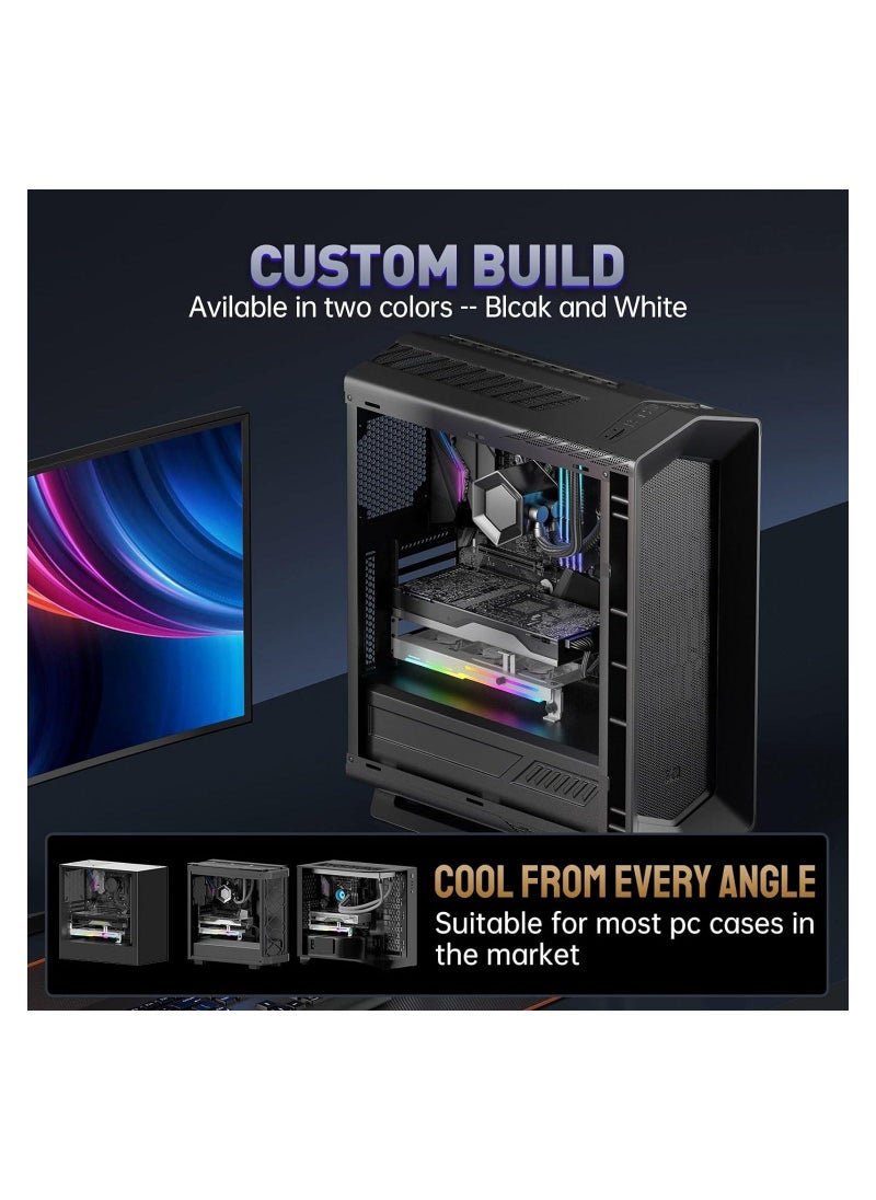 Graphics Card Cooler with ARGB 5V 3Pin LED and Three 80mm Fans, RGB LED Graphics Card Holder, GPU Cooler Easy Installation-White  - Image 2