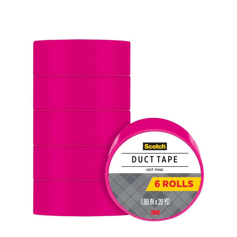 Scotch Duct Tape, 1.88 in x 20 yd, Hot Pink, 6 Pack - Image 1