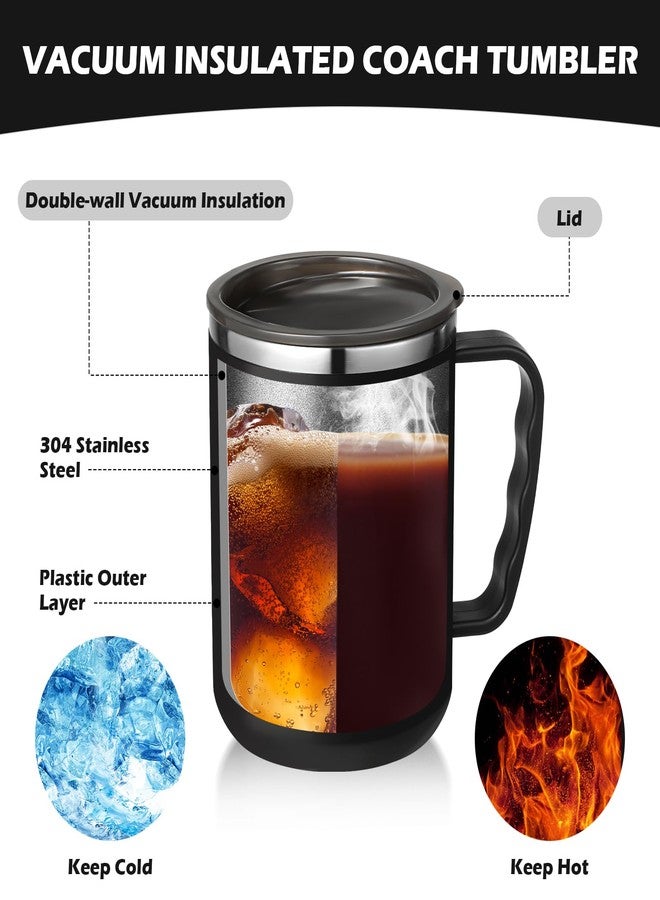 Uiifan 4 Sets Thank You Gifts for Coach Christmas 16 oz Coach Cup with Handle Straw Lid Straw Brush Stainless Steel Insulated Sports Team Coffee Mug for Xmas Appreciation Retirement Gift(Black) - Image 3