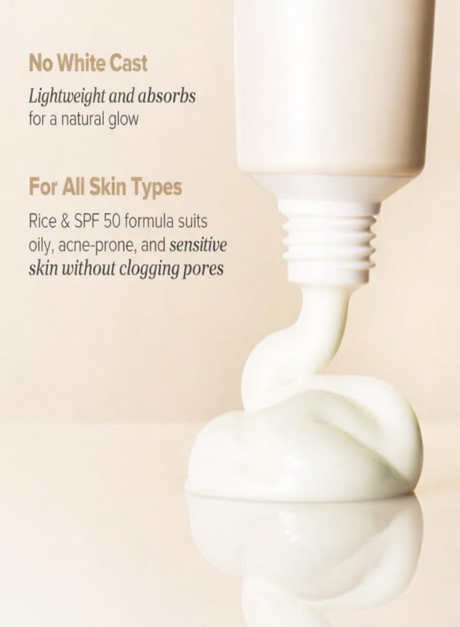 PAXCOO Relief Sun Rice Sunscreen SPF50+ PA++++ Korean Sunscreen Cream with Rice Extract & Probiotics, Lightweight Moisturizing Sun Protection for Face, Broad Spectrum UV Protection for All Skin Types - Image 1