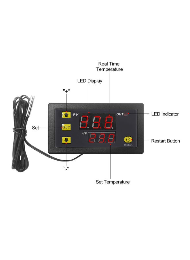 W3230 Mini Digital LED Display Thermostat Regulator Temperature Control Switch Sensor Meter Black - Image 2