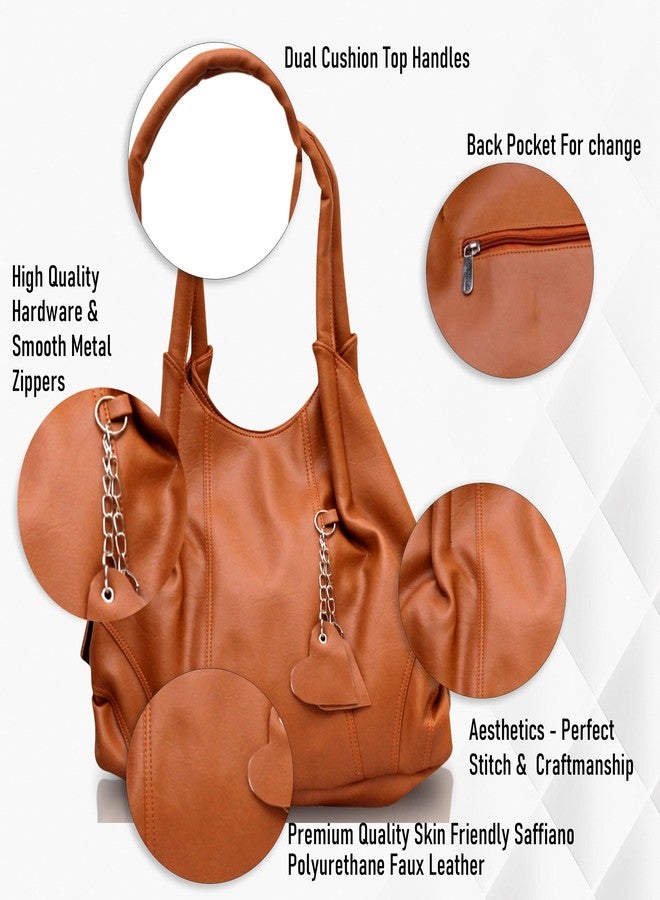 Fostelo Women's Style Diva Satchel Tote Handbag for Women | Ladies Purse | Stylish Shoulder Bag | Gift For Women | Tan - Image 2