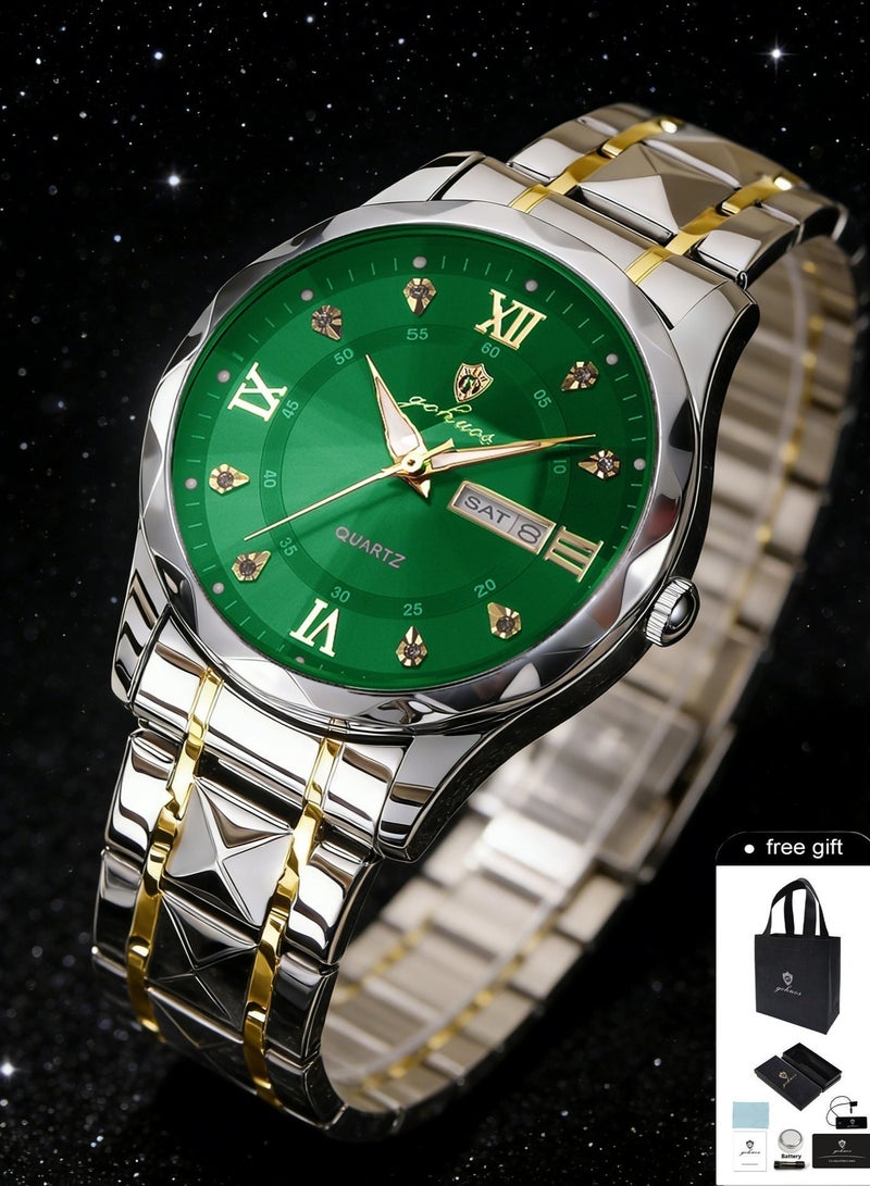 جوهوس ساعات للرجال ساعة كوارتز، ساعة رياضية فاخرة مقاومة للماء مع عرض التاريخ الأسبوعي، ساعة يد رجالية من الفولاذ المقاوم للصدأ - Image 1