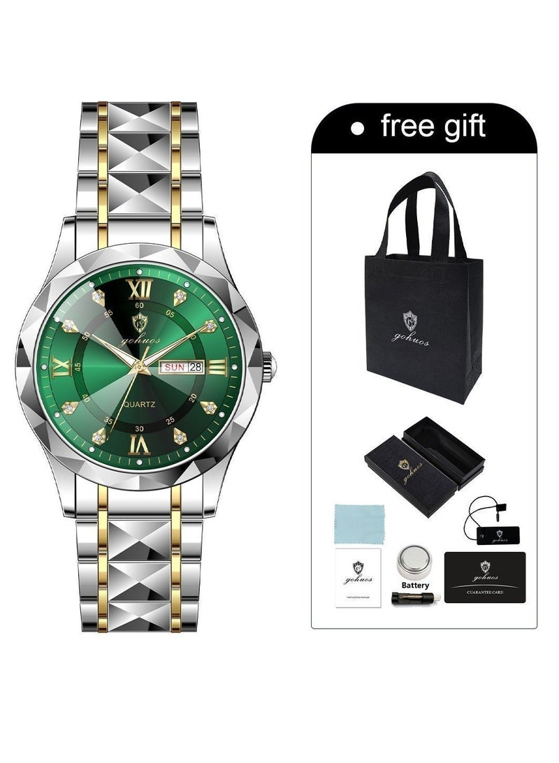 جوهوس ساعات للرجال ساعة كوارتز، ساعة رياضية فاخرة مقاومة للماء مع عرض التاريخ الأسبوعي، ساعة يد رجالية من الفولاذ المقاوم للصدأ - Image 2