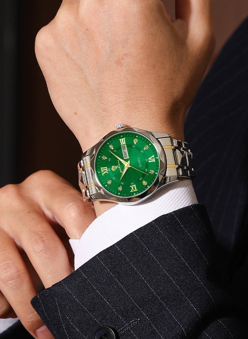 جوهوس ساعات للرجال ساعة كوارتز، ساعة رياضية فاخرة مقاومة للماء مع عرض التاريخ الأسبوعي، ساعة يد رجالية من الفولاذ المقاوم للصدأ - Image 3