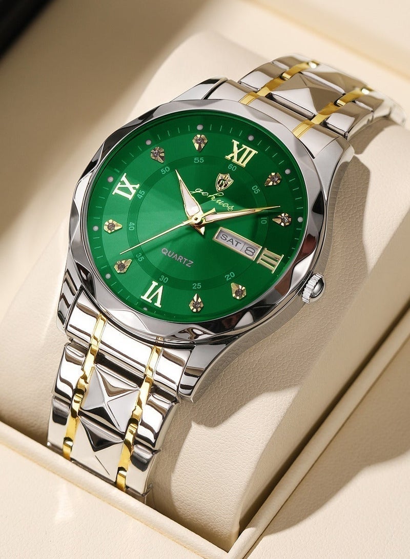 جوهوس ساعات للرجال ساعة كوارتز، ساعة رياضية فاخرة مقاومة للماء مع عرض التاريخ الأسبوعي، ساعة يد رجالية من الفولاذ المقاوم للصدأ - Image 4