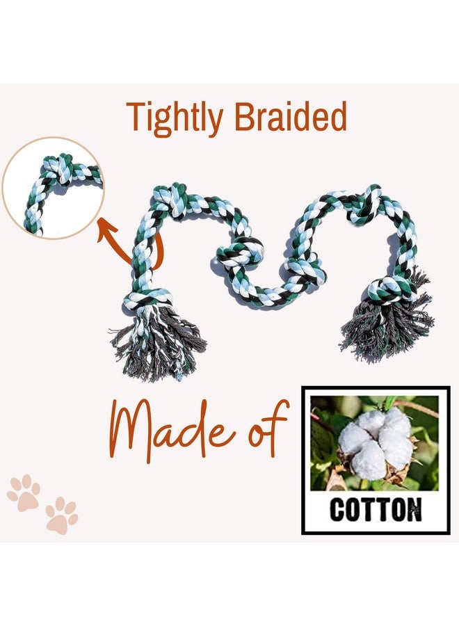 مجموعة ألعاب مضغ من حبل قطني متين مكونة من 3 قطع (5 عقد، 6 عقد، دمبل) | للمضغ واللعب والتسنين والتدريب للكلاب الكبيرة والمضغ العدواني (قد يختلف اللون) - Image 5