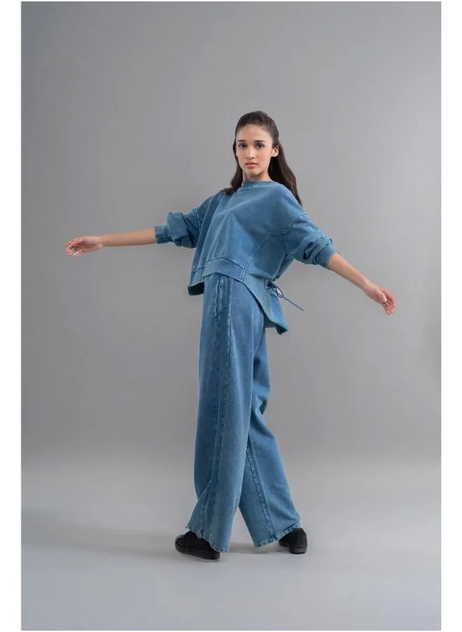 نسيسيرا Denim Wash 100% Cotton Terry Straight Travel Pant
