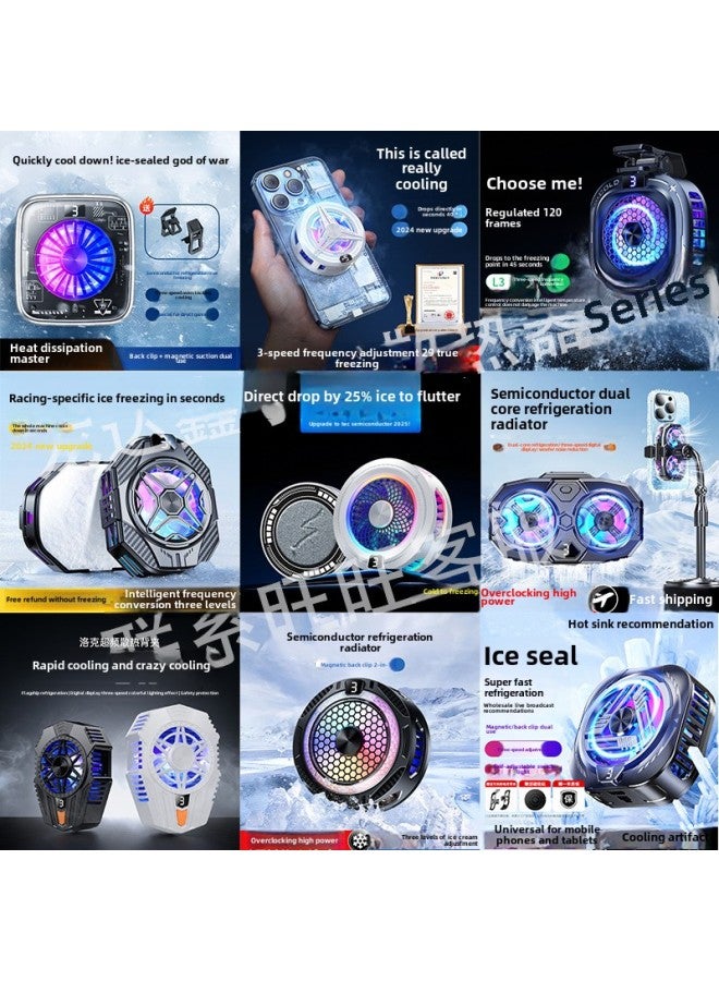 Magnetic Suction Mobile Phone Radiator Dual-core Semiconductor Icing Cooler Back Clip Game E-sports King Eating Chicken Live Broadcast-Colour:Radiator Three-speed [standard Version Black]  - Image 3
