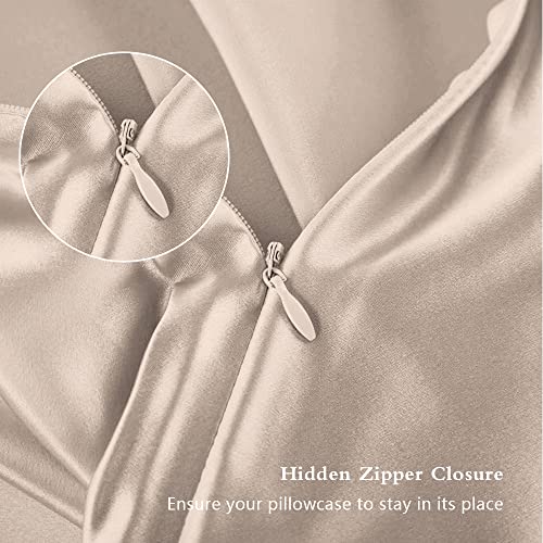 DKBslik Silk Pillowcase for Hair and Skin, Mulberry Silk Pillow Cases Standard Size, Anti Acne Cooling Sleep Both Sides Natural Silk Satin Pillow Covers with Hidden Zipper, Gifts for Women Men, Champagne - Image 3