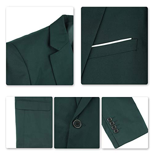 YFFUSHI Men's Slim Fit 3 Piece Suit One Button Blazer Tux Vest & Trousers, Dark Green, Medium - Image 4