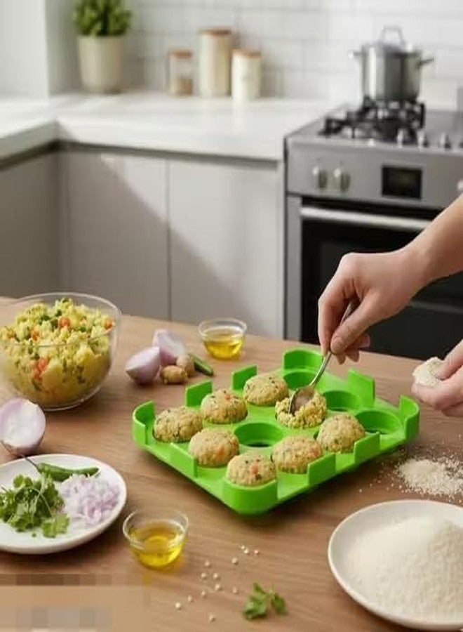 ADson™ Cutlet Mould & Tikki Maker Mould | 12-Slot Professional Burger Patty & Kabab Press Tool | Food Grade Non-Stick Patty Maker for Kitchen - Image 5