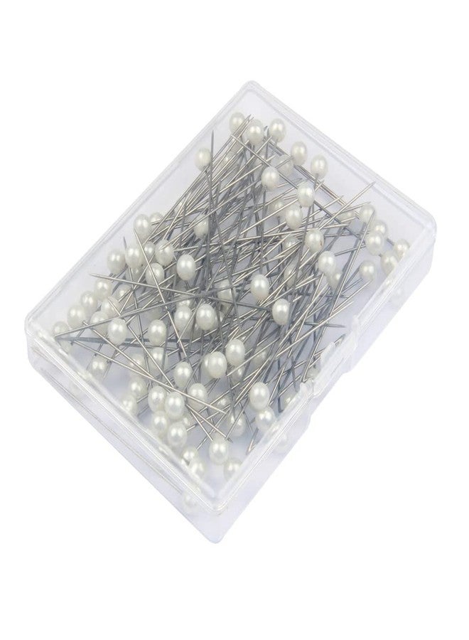 JFFX 100pcs Corsage Boutonniere Pins, Bouquet Floral Pins, Round Ball Pearl Head Straight Pin for DIY Crafts Jewelry Making Sewing Wedding Flower Decorations (100 Pieces with 1 Box) - Image 2