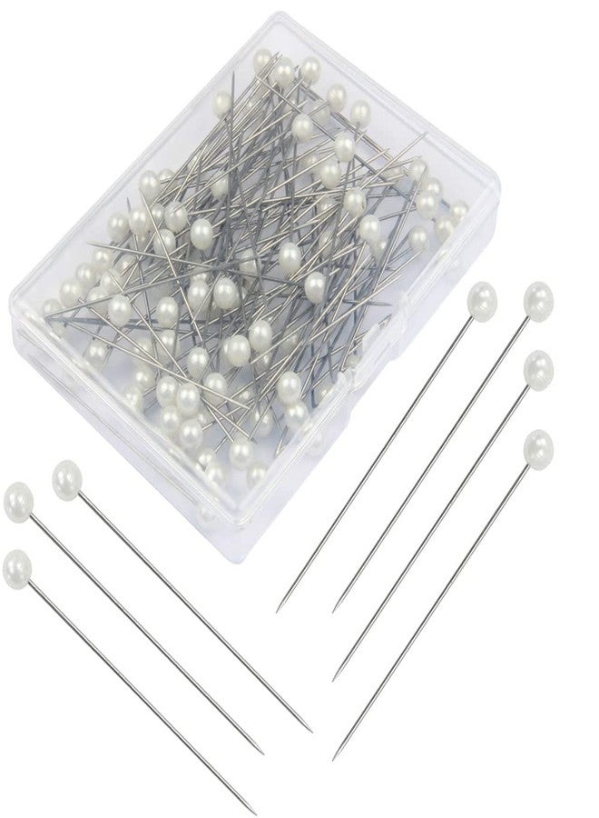 JFFX 100pcs Corsage Boutonniere Pins, Bouquet Floral Pins, Round Ball Pearl Head Straight Pin for DIY Crafts Jewelry Making Sewing Wedding Flower Decorations (100 Pieces with 1 Box) - Image 1
