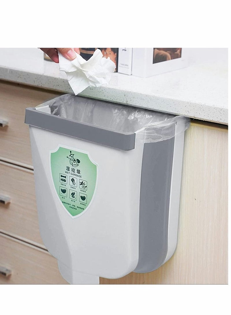 Y&D Trash Can, Hanging Can Folded with Bag Storage Slot for Kitchen Cabinet Cupboard Door, Small Waste Garbage Bin Home Garden Office School Bathroom Car  - Image 2