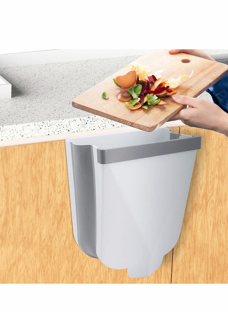 Y&D Trash Can, Hanging Can Folded with Bag Storage Slot for Kitchen Cabinet Cupboard Door, Small Waste Garbage Bin Home Garden Office School Bathroom Car  - Image 1