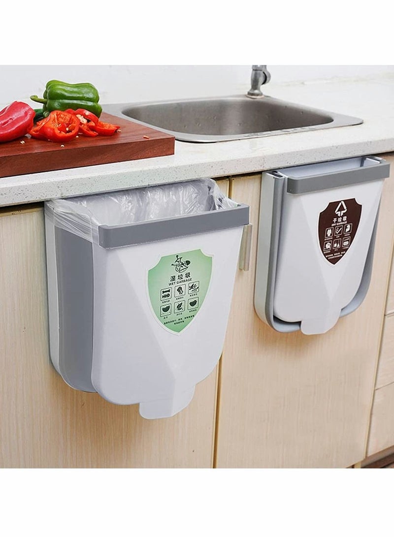 Y&D Trash Can, Hanging Can Folded with Bag Storage Slot for Kitchen Cabinet Cupboard Door, Small Waste Garbage Bin Home Garden Office School Bathroom Car  - Image 3