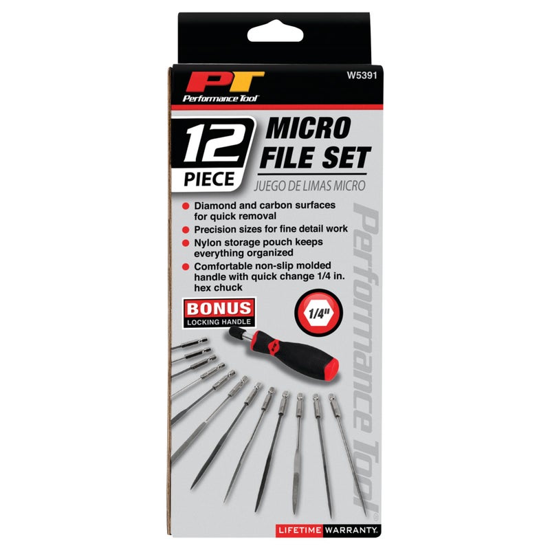 Performance Tool W5391 12Pc Micro File Set - Precision Files for Wood, Metal, and Plastic Working Applications - Image 5