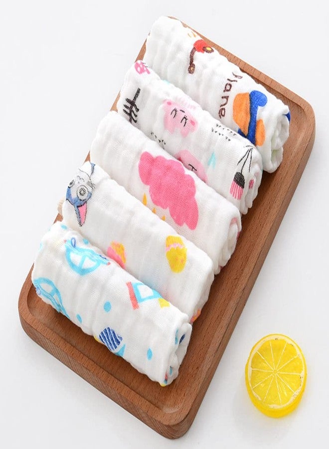 CLUZE Baby Face Towel/Cotton Handkerchief For Women, Six Layered- Printed White Newborn Baby/Rumal/Hanky for Girls and Kids School- Extra Soft And Super Absorbent (25x25CM) (8) (6) - Image 4