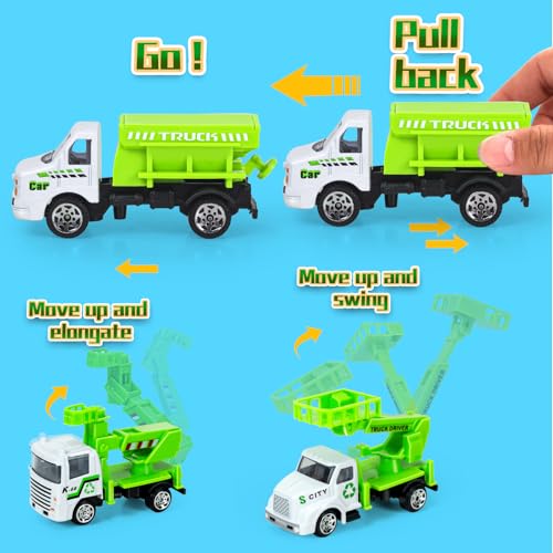 Bloolilies 6 Pack Diecast Garbage Truck Toys, Mini Trash Truck Toy for Kids Toddlers Sanitation Car Play Vehicles Set for Boys Girls Age 2 3 4 5 6 7 Years Old Birthday Party Favors Gift & Cake Toppers - Image 5