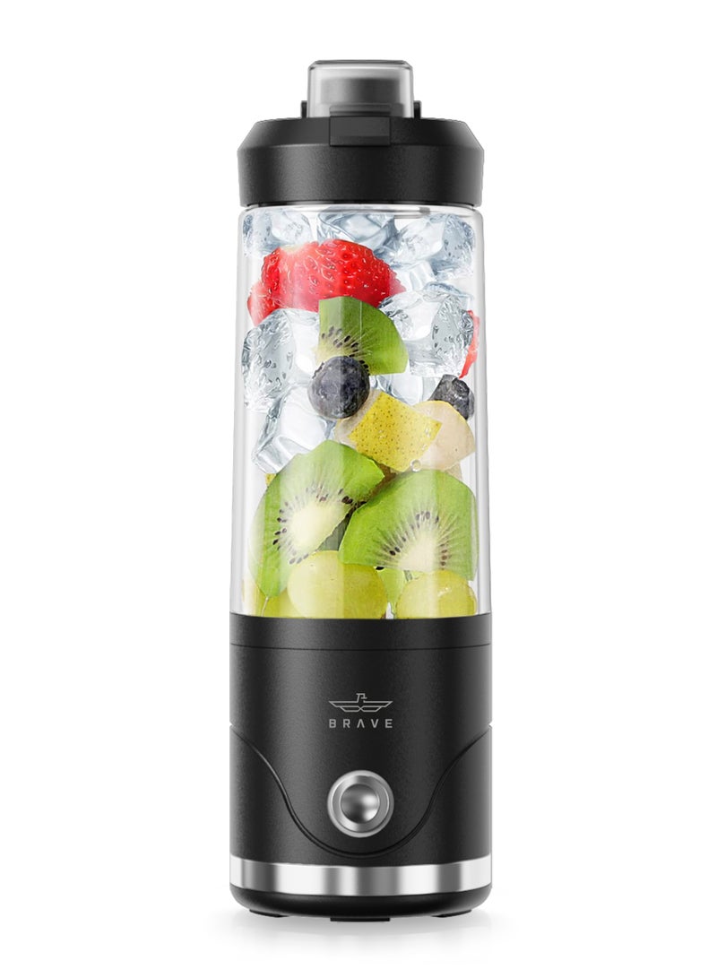 Brave Blendo Portable Blender 650ml with 20,000 RPM Powerful 6-Blade Ice Crusher, USB-C Rechargeable 4000mAh Battery, Cordless Personal Smoothie Maker with Leakproof Sip Lid, BPA-Free Compact Blender for Shakes, Smoothies, Protein Drinks, Baby Food & Fresh Juice, Lightweight Travel & Gym Ready – Black - Image 1
