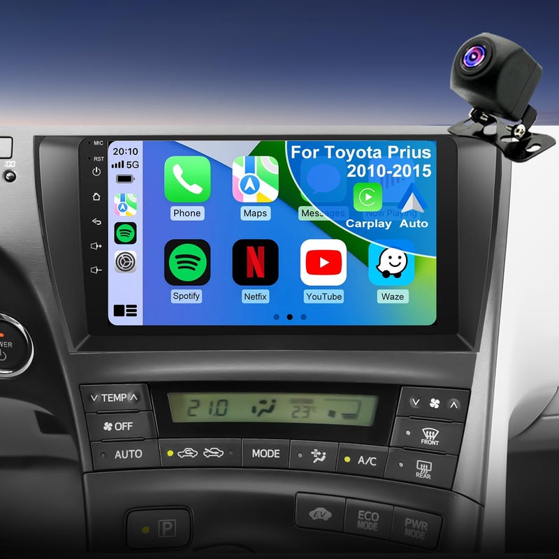 Aitrenlu 4core 64G Upgrade Car Radio For Toyota Prius 2010 2011 2012 2013 2014 2015, Prius Stereo 9inch IPS Touchscreen Wireless Carplay Android Auto, GPS Bluetooth 5GWifi FM Backup Camera Fit for JBL & No JBL - Image 1