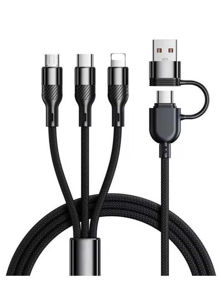 سلسلة 3 في 1 أنبوب USB لا Lightning، MicroUSB، 1.3 متر، أسود - Image 1