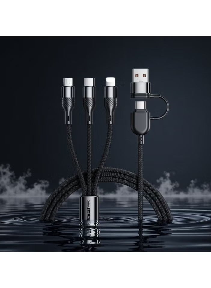 سلسلة 3 في 1 أنبوب USB لا Lightning، MicroUSB، 1.3 متر، أسود - Image 2