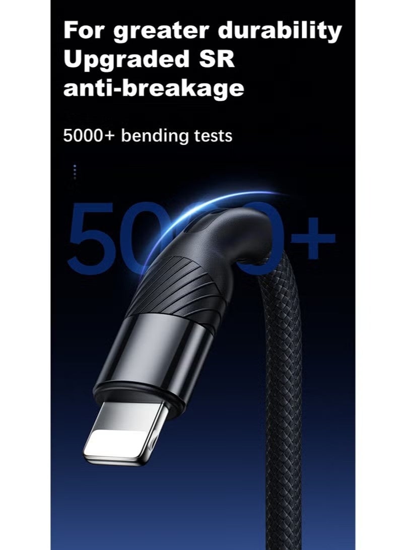سلسلة 3 في 1 أنبوب USB لا Lightning، MicroUSB، 1.3 متر، أسود - Image 4