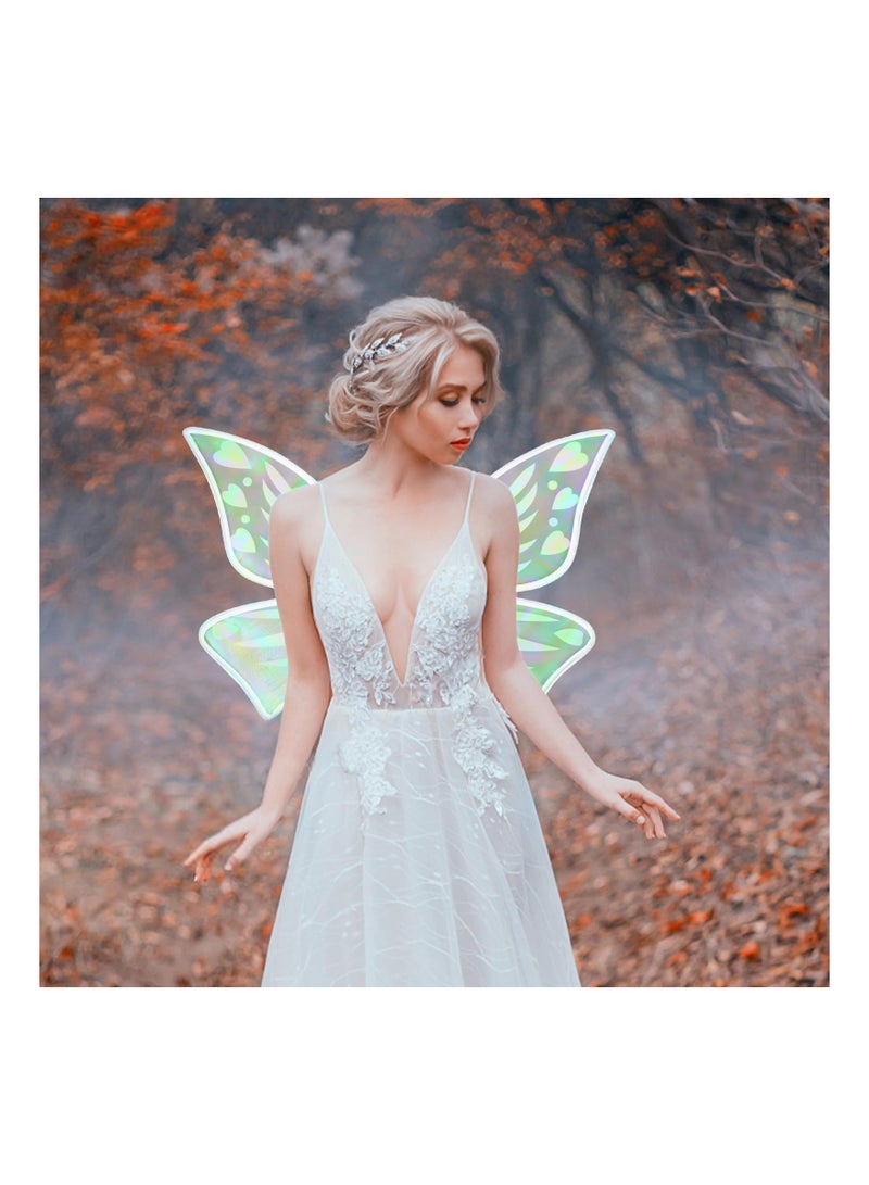 Zikra Fairy erfly Wings for Girls Glowing Elf Angel Tinkerbell Princess with Wand Carnival Party Performance Costume Cosplay Dress Up Favor Women 16.1x23.2in - Image 2