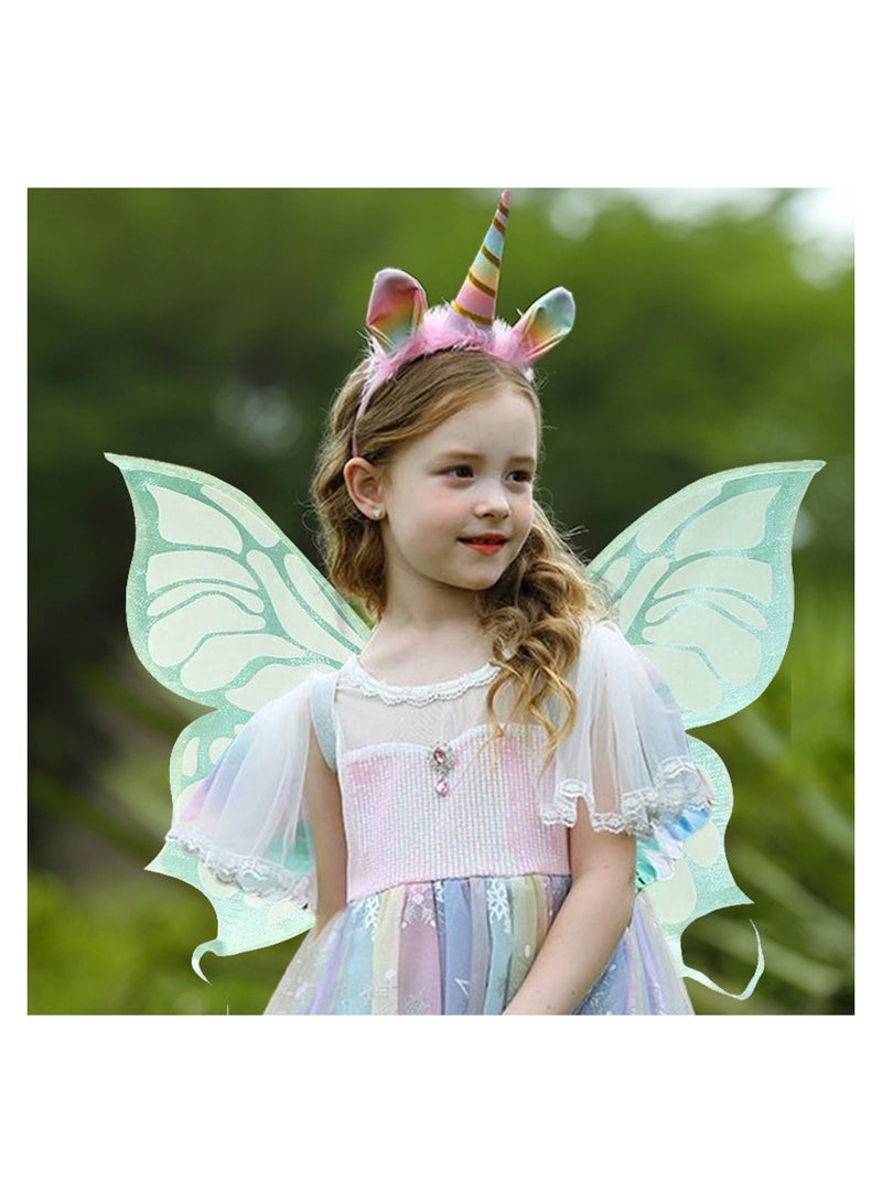 Zikra Fairy erfly Wings for Girls Glowing Elf Angel Tinkerbell Princess with Wand Carnival Party Performance Costume Cosplay Dress Up Favor Women 16.1x23.2in - Image 5