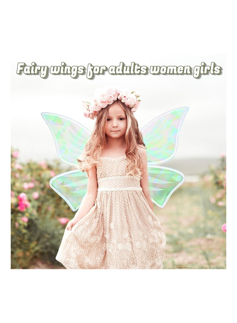 Zikra Fairy erfly Wings for Girls Glowing Elf Angel Tinkerbell Princess with Wand Carnival Party Performance Costume Cosplay Dress Up Favor Women 16.1x23.2in - Image 3