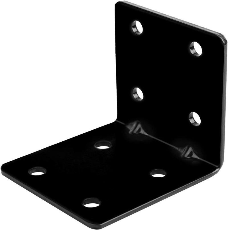 eoere 10 PCS 2-3/4" Black Steel L Right Reinforced Angle Bracket, Metal Joint Support Corner Brace, Thickness 1/8", Max.Load 110 LB - Image 1