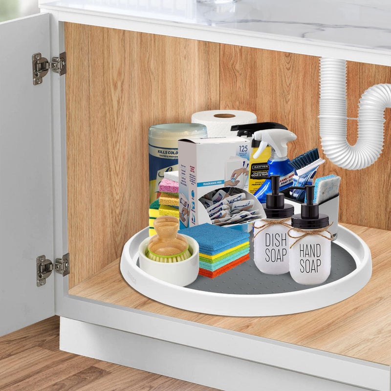 Adoco Set of 2, 12 Inch Non-Skid Lazy Susan Organizer, Pantry Lazy Susan Turntable for Cabinet, Kitchen Cabinet Organizer, Pantry Organization and Storage -Size- 12"x1.5" - Image 3