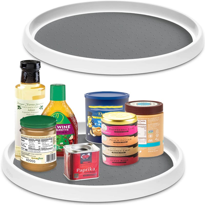 Adoco Set of 2, 12 Inch Non-Skid Lazy Susan Organizer, Pantry Lazy Susan Turntable for Cabinet, Kitchen Cabinet Organizer, Pantry Organization and Storage -Size- 12"x1.5" - Image 1