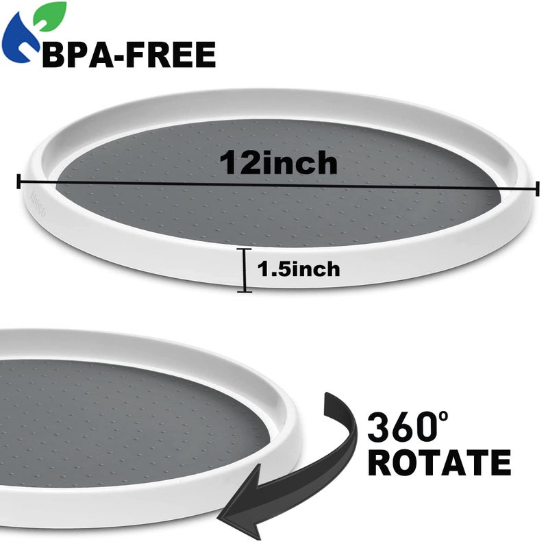 Adoco Set of 2, 12 Inch Non-Skid Lazy Susan Organizer, Pantry Lazy Susan Turntable for Cabinet, Kitchen Cabinet Organizer, Pantry Organization and Storage -Size- 12"x1.5" - Image 2