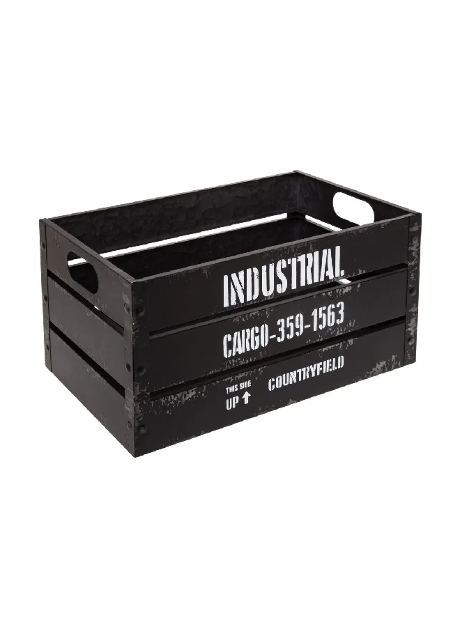 atmosphera 3-Piece Industrial High Quality Iron Storage Crate Set Black and White 23.5 x 50.3 x 30.1 cm 166518B