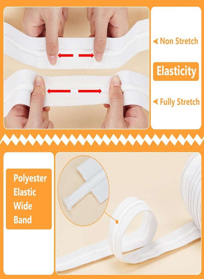 BENECREAT 10.94 Yards White Knit Elastic Band, 1.57 Inch Wide Sewing Elastic Band with Drawstring Polyester Stretch Strap for Sewing Waistband Wig and DIY Crafting - Image 4