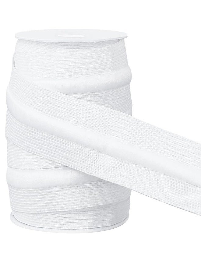 BENECREAT 10.94 Yards White Knit Elastic Band, 1.57 Inch Wide Sewing Elastic Band with Drawstring Polyester Stretch Strap for Sewing Waistband Wig and DIY Crafting - Image 1