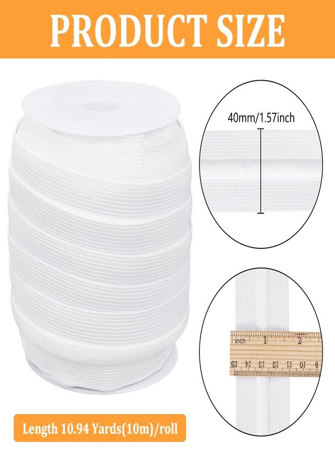 BENECREAT 10.94 Yards White Knit Elastic Band, 1.57 Inch Wide Sewing Elastic Band with Drawstring Polyester Stretch Strap for Sewing Waistband Wig and DIY Crafting - Image 2