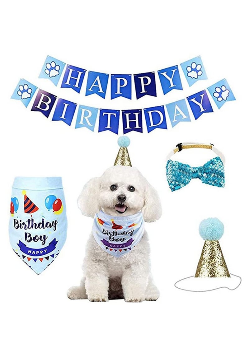 Handmade Adjustable Pet Birthday Party Decor Cat Dog Scarf Hat Collar Banner Accessories - Image 1