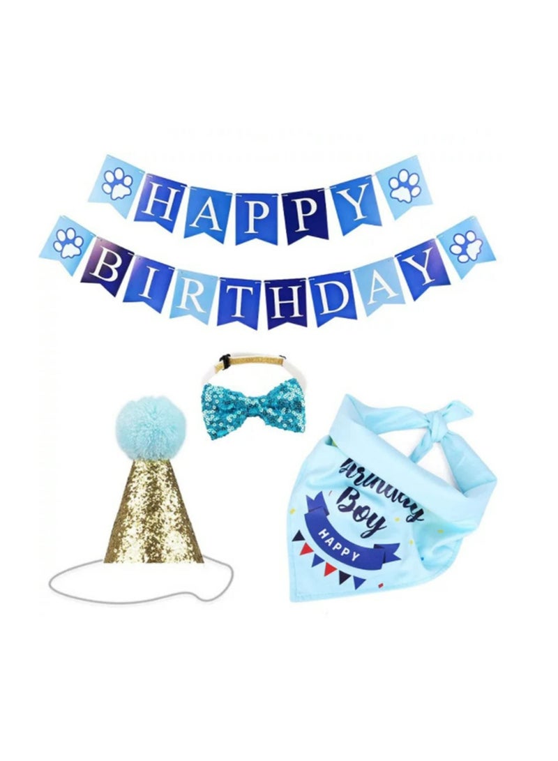 Handmade Adjustable Pet Birthday Party Decor Cat Dog Scarf Hat Collar Banner Accessories - Image 2