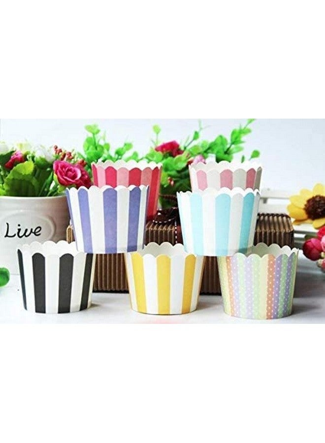 E Shopping أكواب كعك ورقية من E Shopping ®، أكواب مافن لخبز المطبخ، حفلات الزفاف (ألوان وتصاميم عشوائية) - مجموعة من 50 كوب - Image 2