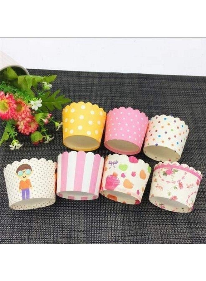 E Shopping أكواب كعك ورقية من E Shopping ®، أكواب مافن لخبز المطبخ، حفلات الزفاف (ألوان وتصاميم عشوائية) - مجموعة من 50 كوب - Image 1