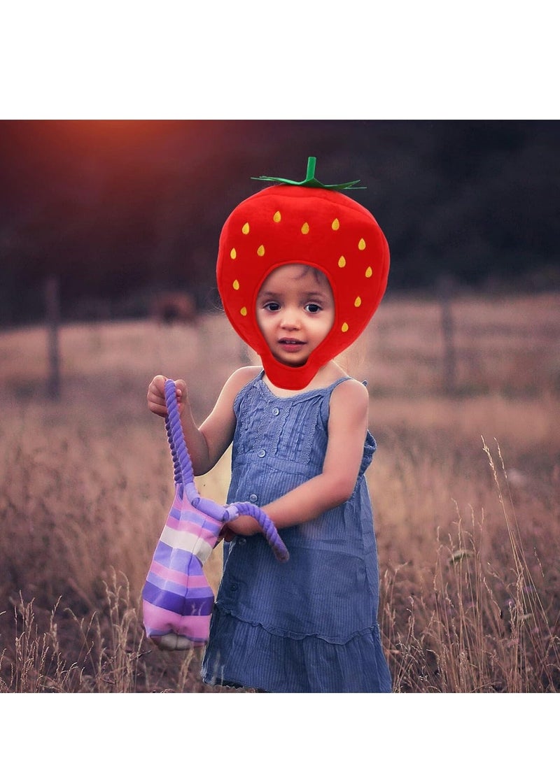 Strawberry Hat Funny Fruit Headwear Cap One Size Plush Fun Hats Carnival Head Cover for Dress Up Supply Party Supplies - Image 4